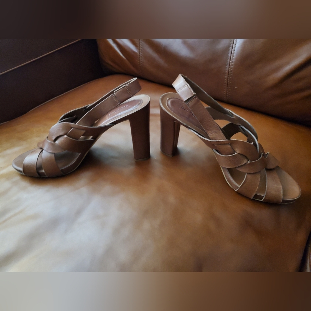 Del Carlo Brown leather Heeled Sandals Summer Shoes Used Size 40 - Picture 2 of 11